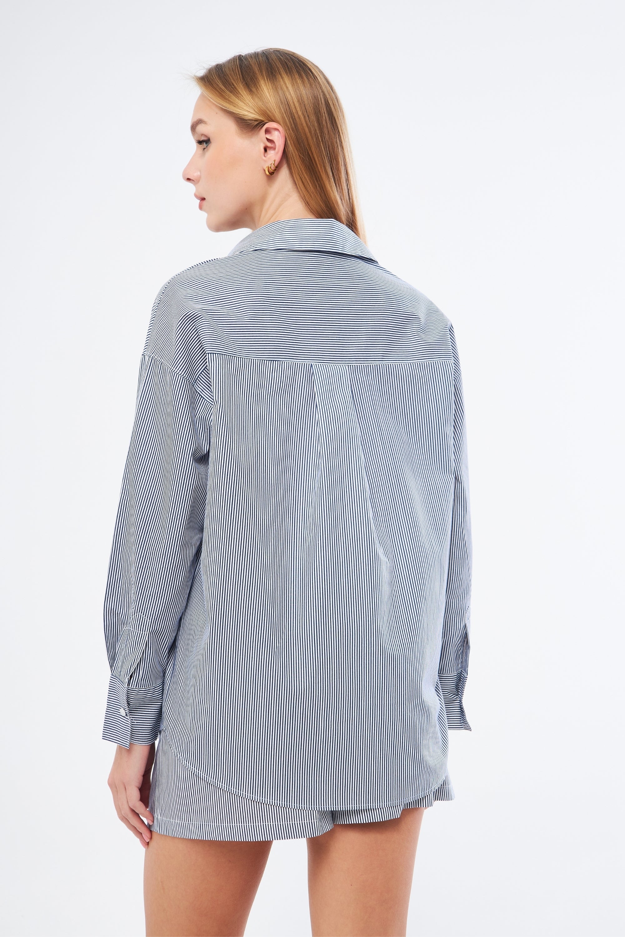 ENSOLEILLÉ SET – NAVY STRIPED SHIRT & SHORTS