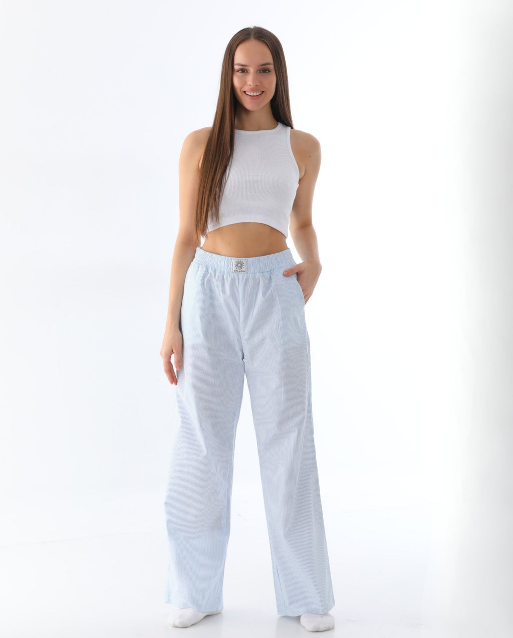 ENSOLEILLÉ PANTS – BABY BLUE STRIPED
