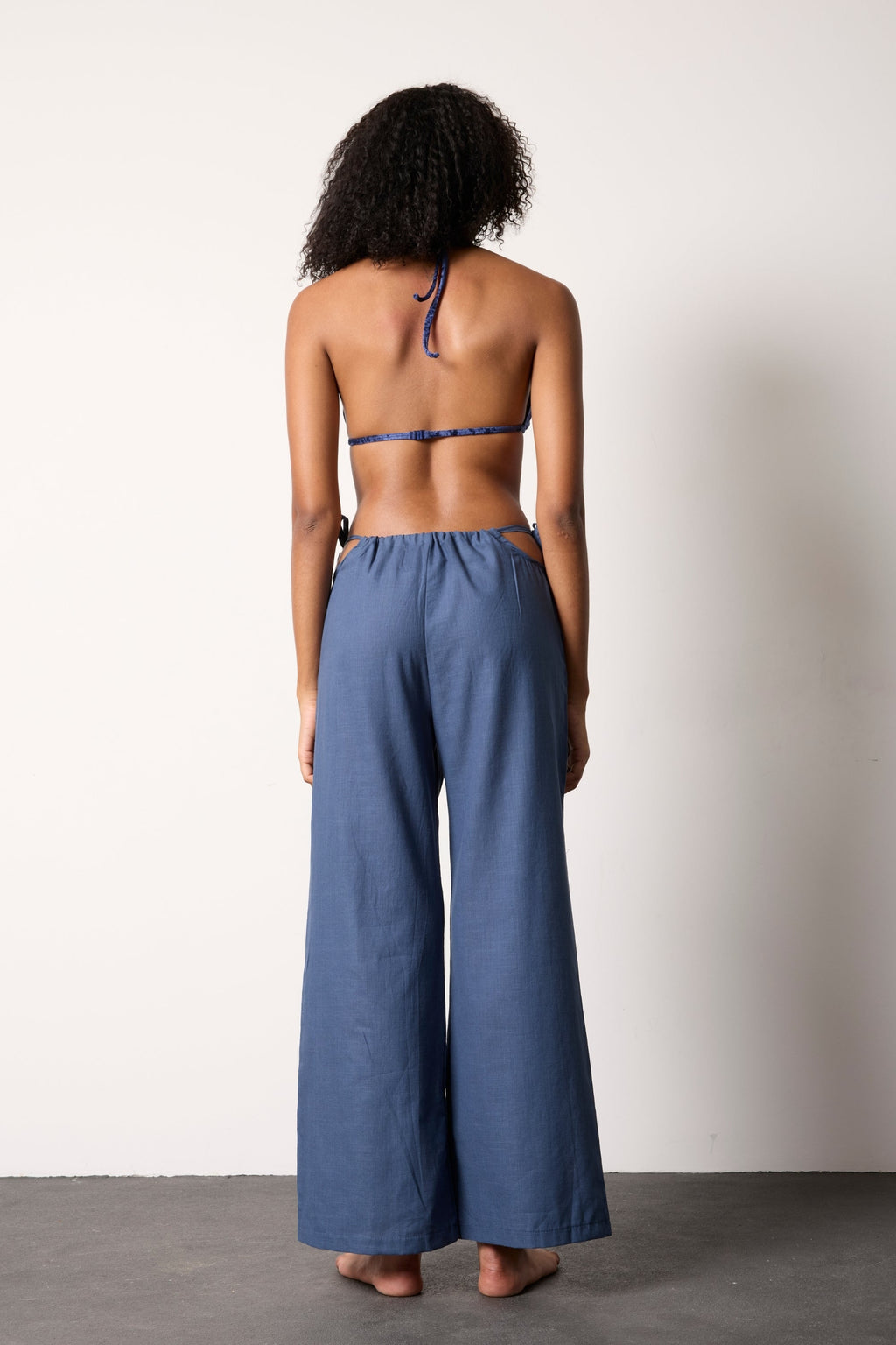 AMANDE LINEN PANTS - NAVY BLUE