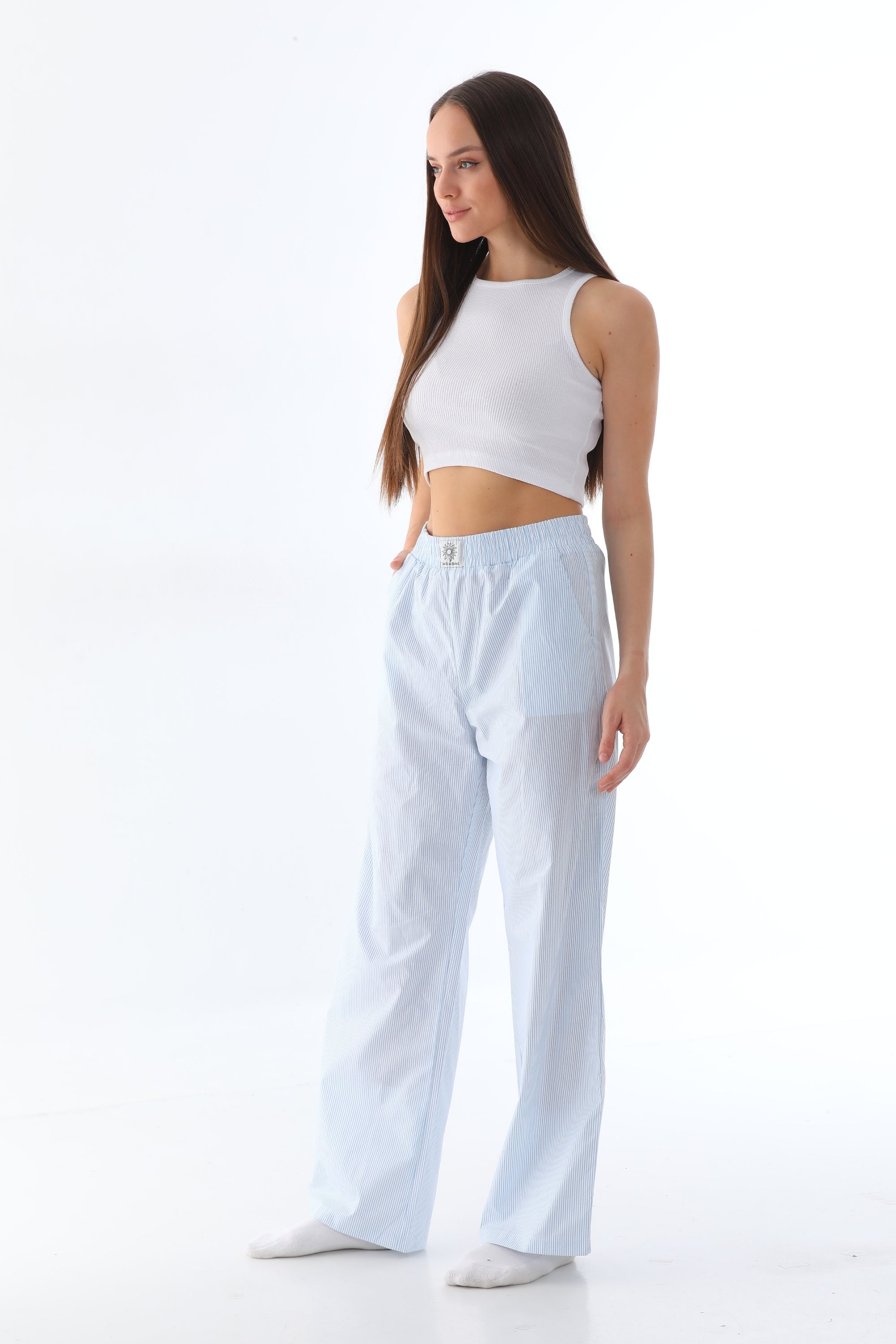 ENSOLEILLÉ PANTS – BABY BLUE STRIPED